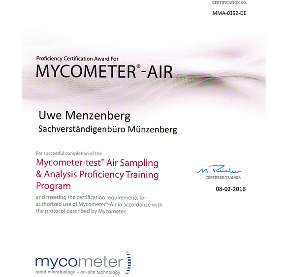 Mycometer Air Zertifizierung