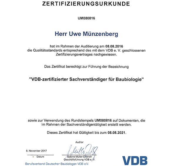 Fortbildung Zertifizierungsurkunde Münzenberg